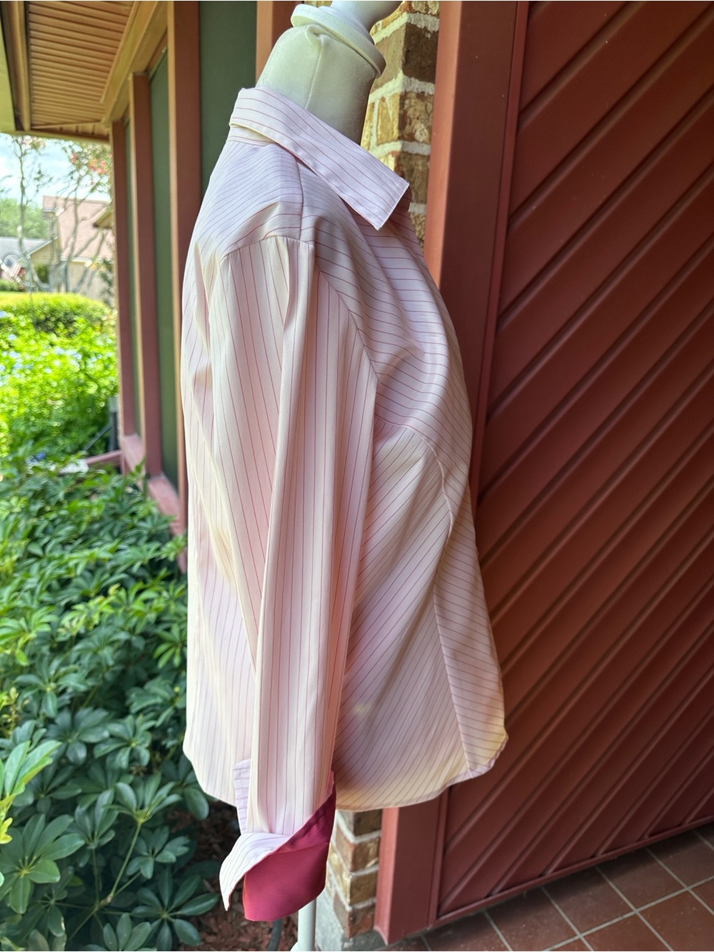 Women’s Pink Striped Zip top & bottom-Front Dress Shirt - Picture 3 of 8